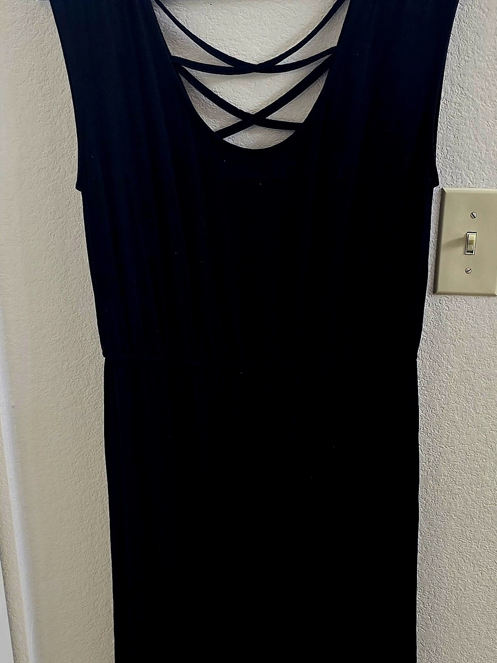 a.n.a Black Sleeveless Maxi Dress with Crisscross Back Straps